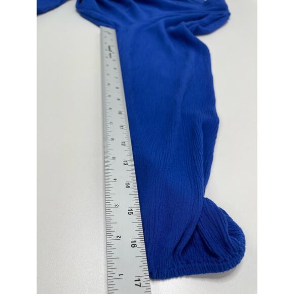 Torrid Long Sleeve Front Lace Up Tassel Blouse Blue Crinkle Gauze 1X Boho Plus - Picture 8 of 8